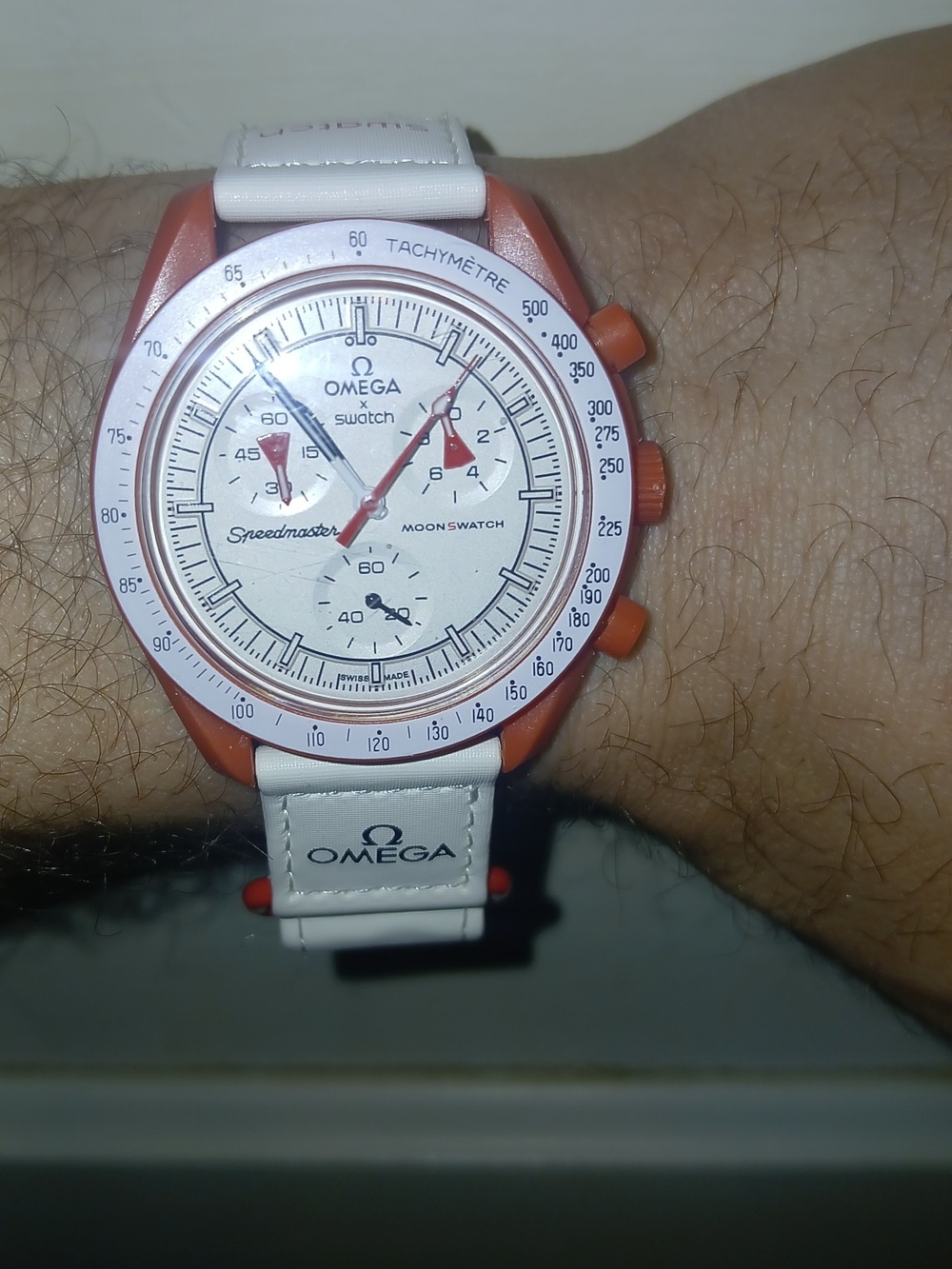 OMEGA x Swatch Speedmaster MoonSwatch White & Red Chronograph